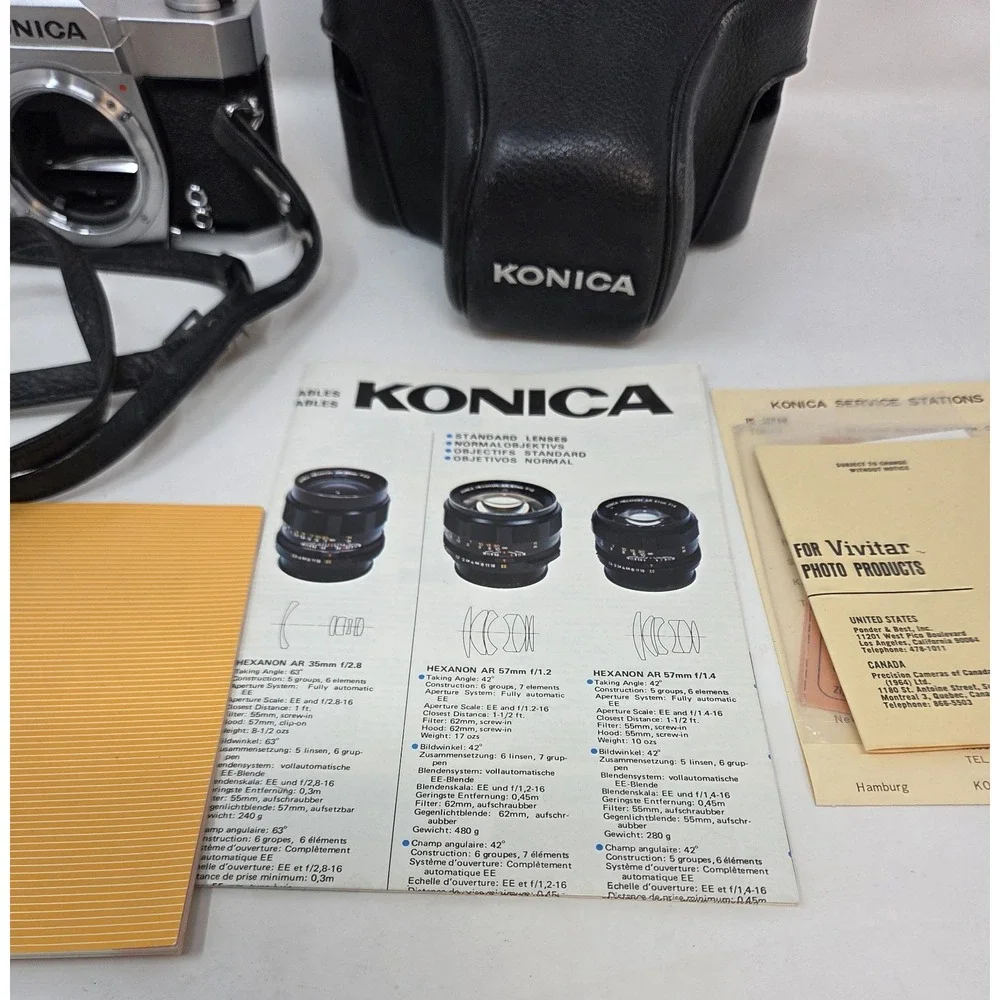 Konica Autoreflex T FTA 35mm SLR Camera Body Only Tested Shutter Works Japan